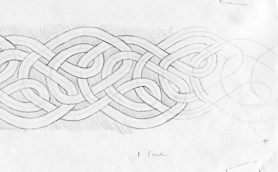 A portion of a linear infinite knot drawing by Nancy Jacobs.